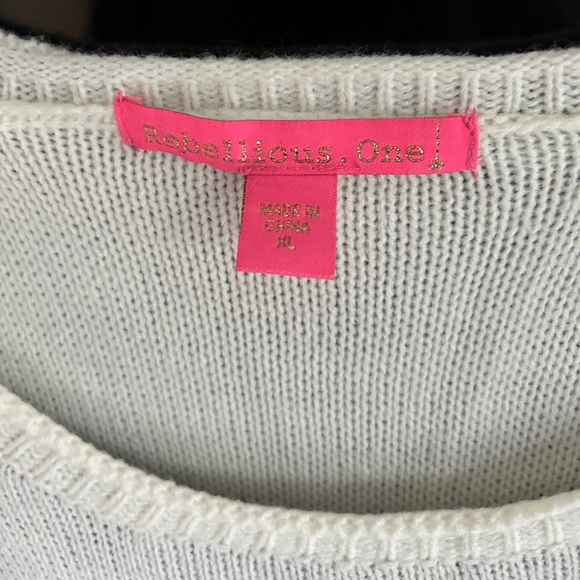 Rebellious One acrylic XL white, blue sweater that reads: I Miss Summer (NWT) - Picture 4 of 9